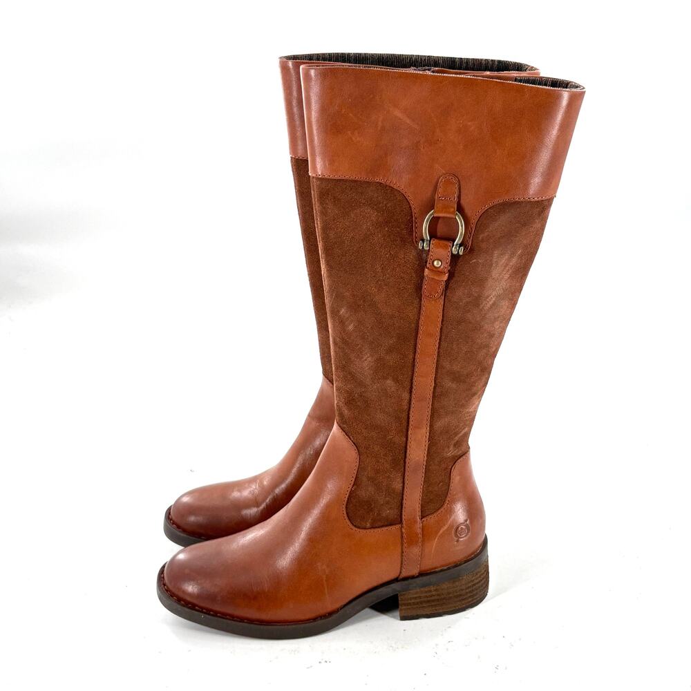 Born Ginger Boots 6 NWOT Cuero Brown Tan Tall High Leather Suede Equestrian - Picture 7 of 10